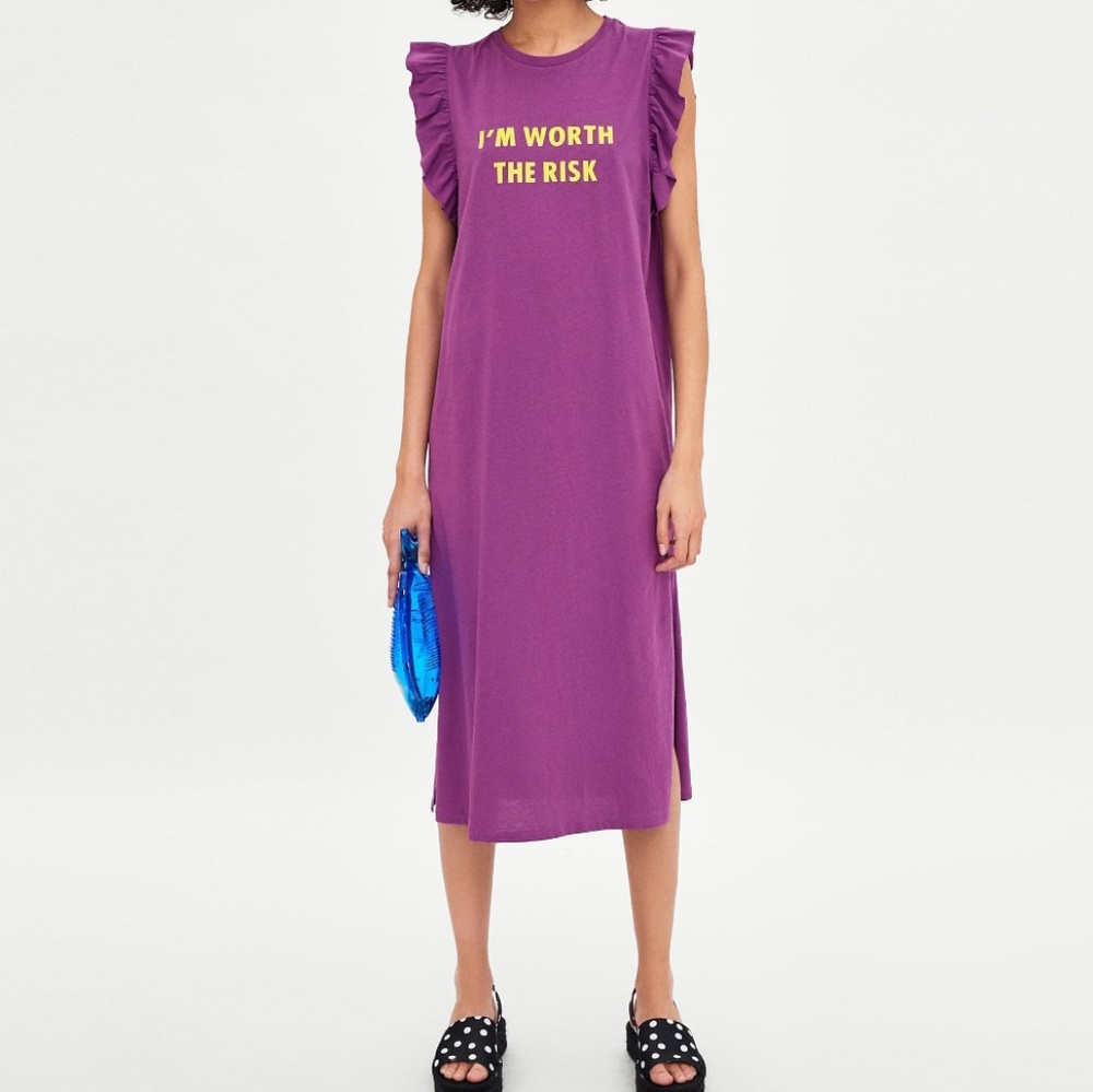 Ruffled Text Dress
